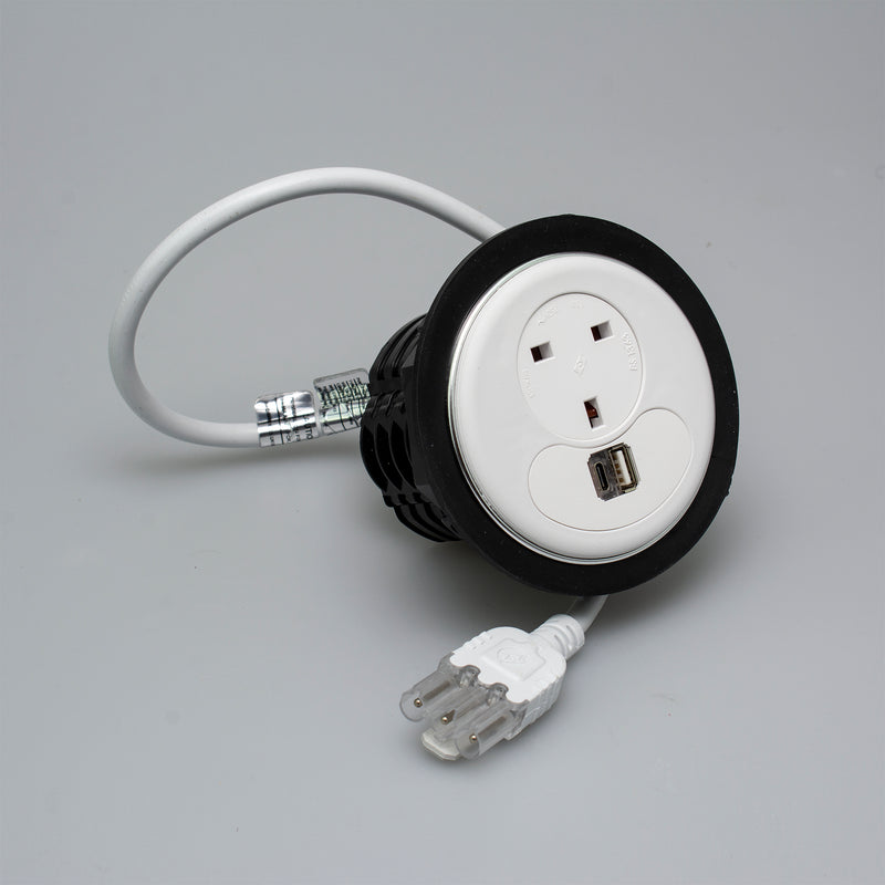 PGW80/USB - Power & USB Desk Grommet in White (Type A & C)