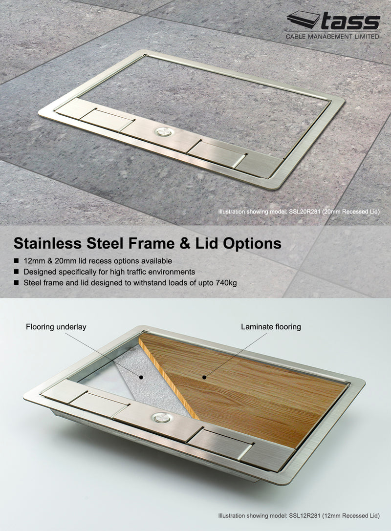 SSL12R296/LL - Lockable Stainless Steel Frame & Lid (12mm Recess)