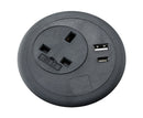 PGB80/ACUSB - 80mm Power & USB Desk Grommet in Black
