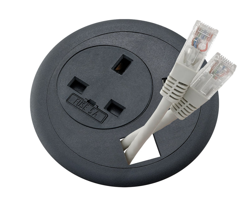 PGB80/USB - 80mm Power & USB Desk Grommet in Black