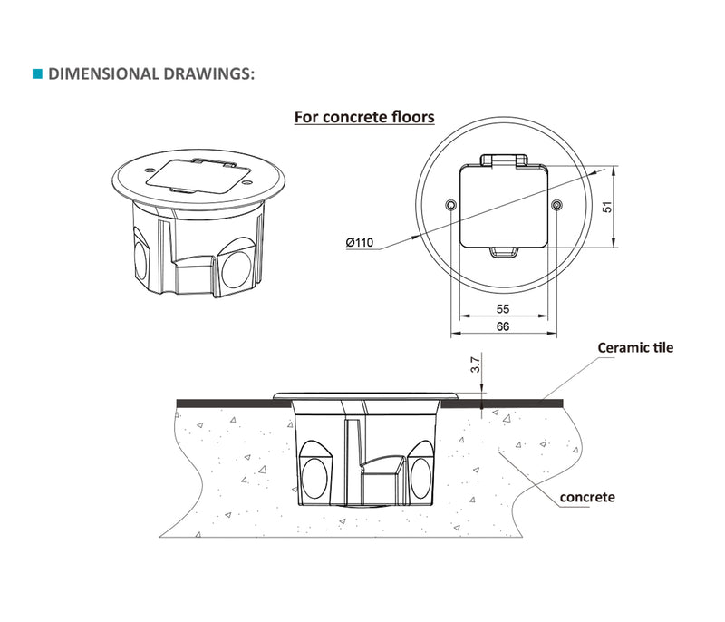 IP44FTGS - Flip Top Screed Power Grommet