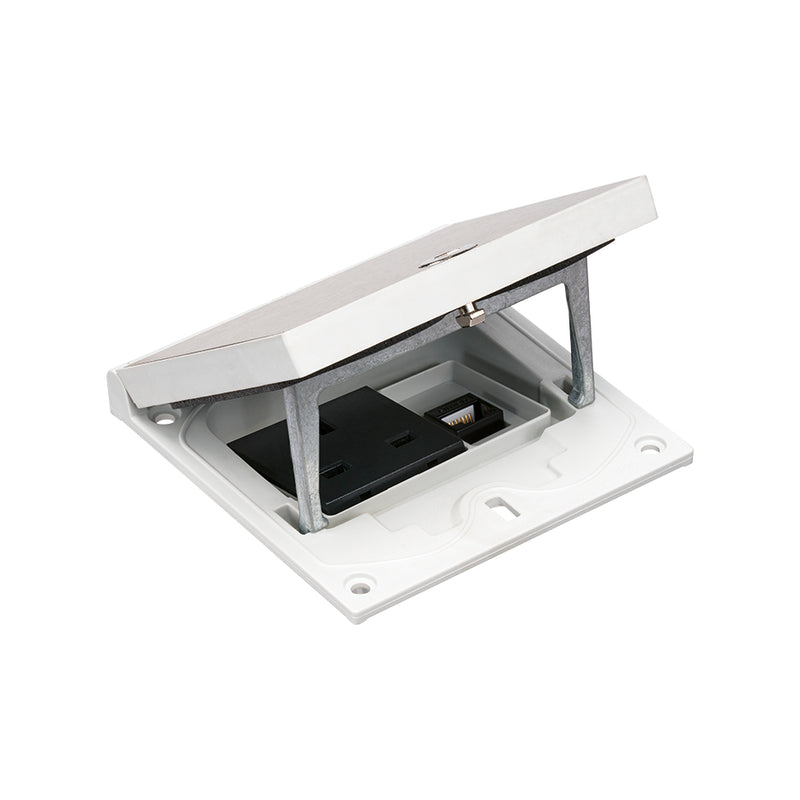 KFH146U/72 - IP66 Mechanism with Brushed Stainless Steel Lid Includes 13A UK Socket & 1 Cat6 Data