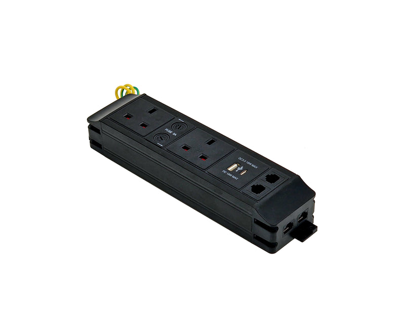 PP2/2DCU - 2 Power 2 USB & Cat6 Data Under Desk Power Unit