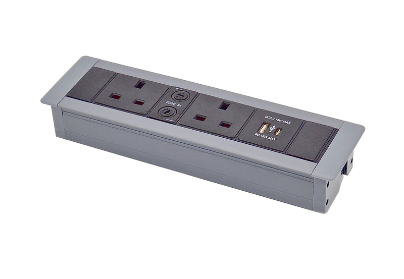 FM2/USB - 2 Power 2 USB Flush Mounted Desk Power Unit