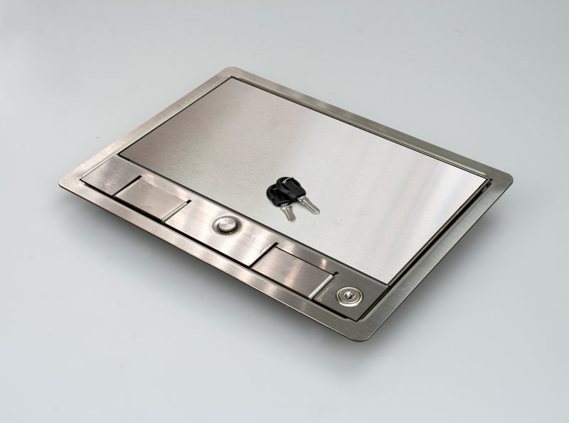 SSL281FL/LL - Lockable Stainless Steel Frame & Lid with Flush Stainless Lid Insert Fitted