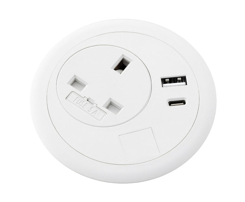 PGW80/USB - 80mm Power & USB Desk Grommet in White