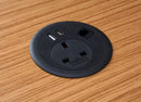 PGB80/CAT6/ACUSB - 80mm Power & USB Desk Grommet in Black + Cat6 Data Media Slot