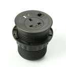 PGB80/CAT6/ACUSB - 80mm Power & USB Desk Grommet in Black + Cat6 Data Media Slot