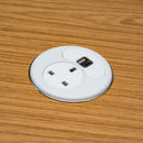 PGW80/USB - Power & USB Desk Grommet in White (Type A & C)