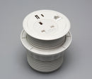 PGW80/CAT6/ACUSB - 80mm Power & USB Desk Grommet in White + Cat6 Data Media Slot