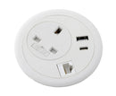 PGW80/CAT6/ACUSB - 80mm Power & USB Desk Grommet in White + Cat6 Data Media Slot