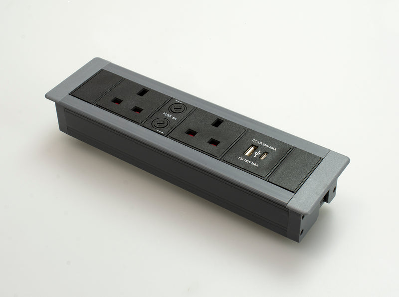 FM2/USB - 2 Power 2 USB Flush Mounted Desk Power Unit