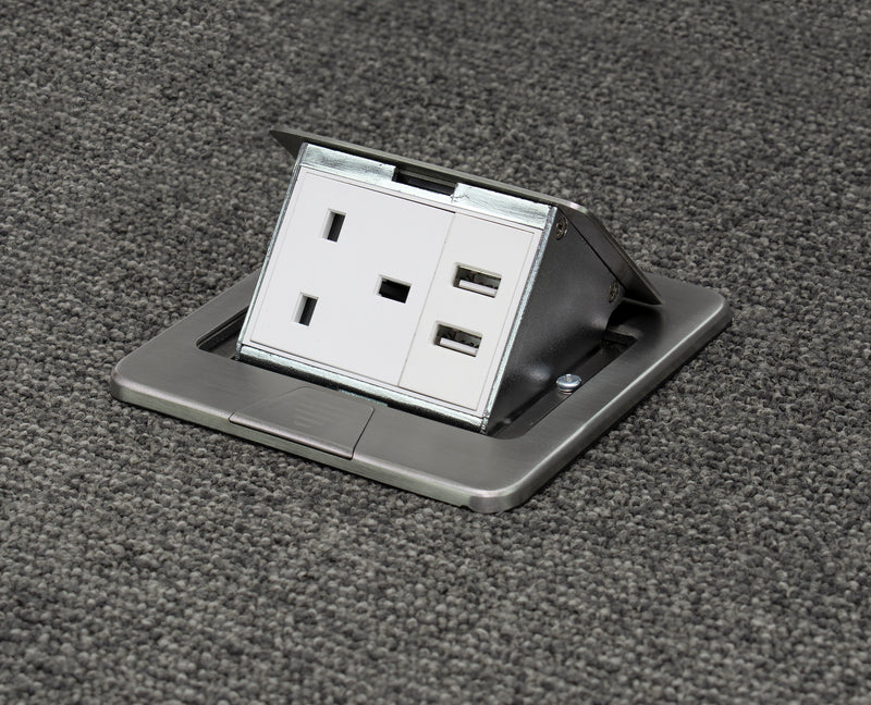 TFS100/USB - Stainless Steel Floor Socket with USB